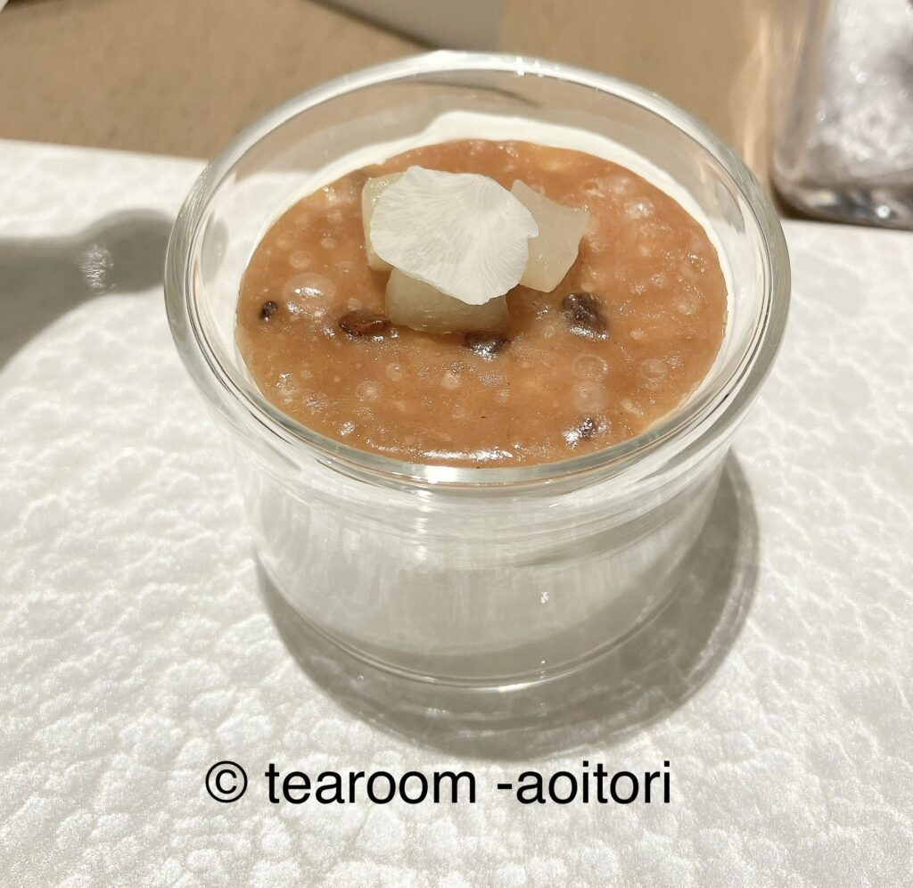 笹間産　新栗のブリュレ　ラ・フランスソース　柚子の香り