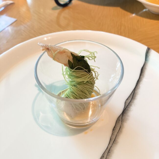 海老と大葉のグリーンカダイフ巻き